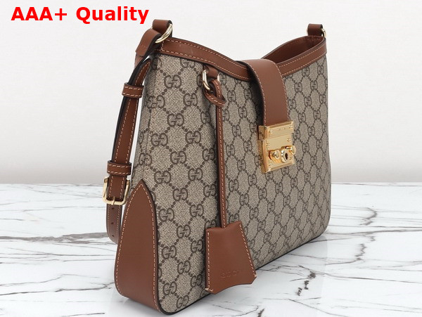 Gucci Padlock GG Medium Shoulder Bag in Beige and Ebony GG Supreme Canvas with Brown Leather Trim 795113 Replica