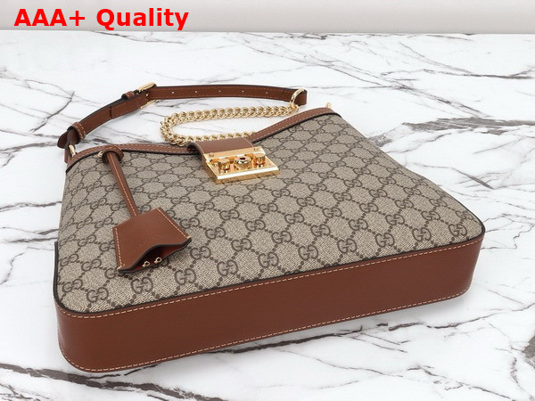 Gucci Padlock GG Medium Shoulder Bag in Beige and Ebony GG Supreme Canvas with Brown Leather Trim 795113 Replica