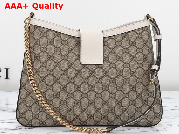 Gucci Padlock GG Medium Shoulder Bag in Beige and Ebony GG Supreme Canvas with White Leather Trim 795113 Replica