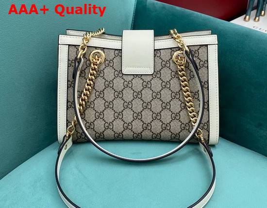 Gucci Padlock GG Small Shoulder Bag Beige Ebony GG Supreme Canvas with White Leather Detail 478156 Replica