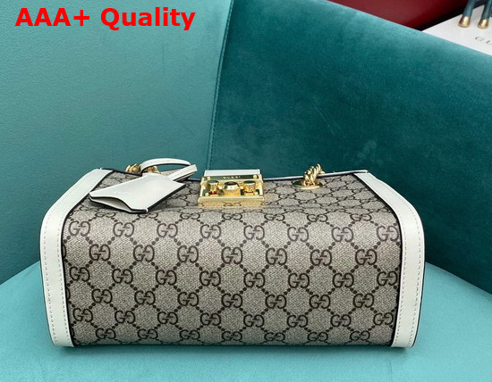 Gucci Padlock GG Small Shoulder Bag Beige Ebony GG Supreme Canvas with White Leather Detail 478156 Replica