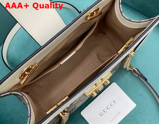 Gucci Padlock GG Small Shoulder Bag Beige Ebony GG Supreme Canvas with White Leather Detail 478156 Replica