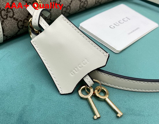 Gucci Padlock GG Small Shoulder Bag Beige Ebony GG Supreme Canvas with White Leather Detail 478156 Replica