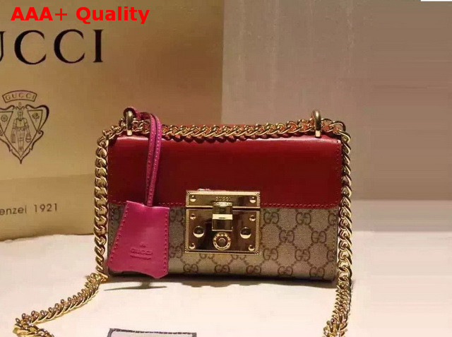 Gucci Padlock GG Supreme Shoulder Bag with Red Leather Replica