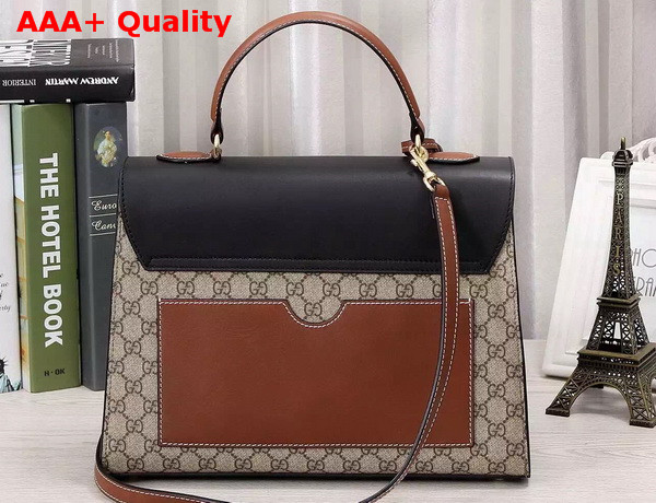 Gucci Padlock GG Supreme Top Handle Bag Black and Brown Leather Details Replica