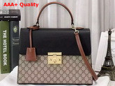 Gucci Padlock GG Supreme Top Handle Bag Black and Brown Leather Details Replica