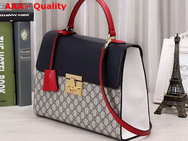 Gucci Padlock GG Supreme Top Handle Bag Blue and Red Details Replica