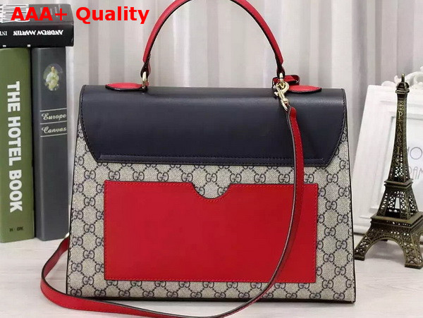 Gucci Padlock GG Supreme Top Handle Bag Blue and Red Details Replica