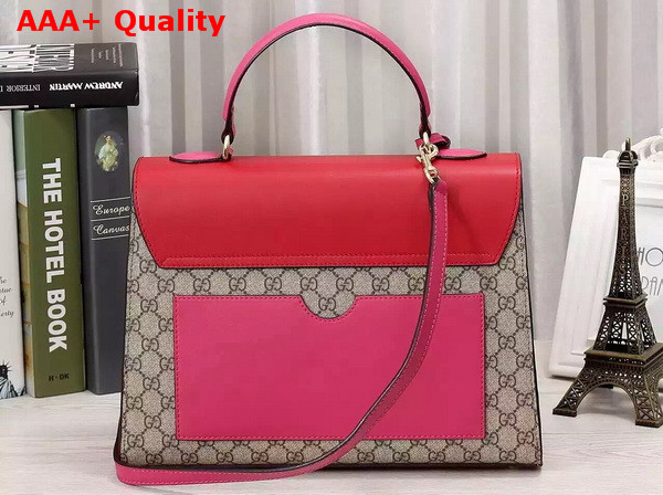 Gucci Padlock GG Supreme Top Handle Bag Red and Pink Leather Details Replica