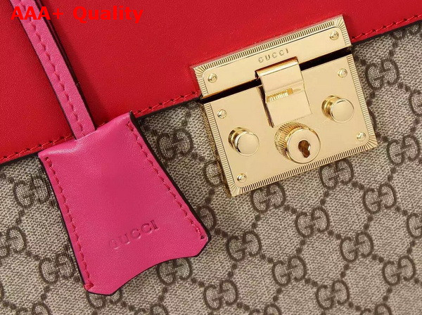 Gucci Padlock GG Supreme Top Handle Bag Red and Pink Leather Details Replica