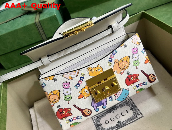 Gucci Padlock Gucci Animal Print Mini Bag in White Leather 652683 Replica