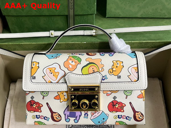 Gucci Padlock Gucci Animal Print Mini Bag in White Leather 652683 Replica