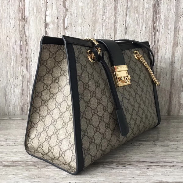 Gucci Padlock Medium GG Shoulder Bag GG Supreme Canvas Black