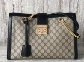 Gucci Padlock Medium GG Shoulder Bag GG Supreme Canvas Black