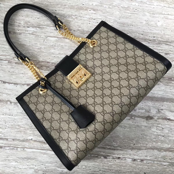 Gucci Padlock Medium GG Shoulder Bag GG Supreme Canvas Black