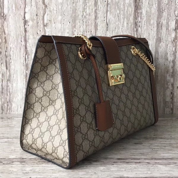 Gucci Padlock Medium GG Shoulder Bag GG Supreme Canvas Brown