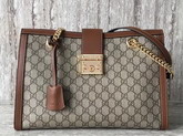 Gucci Padlock Medium GG Shoulder Bag GG Supreme Canvas Brown