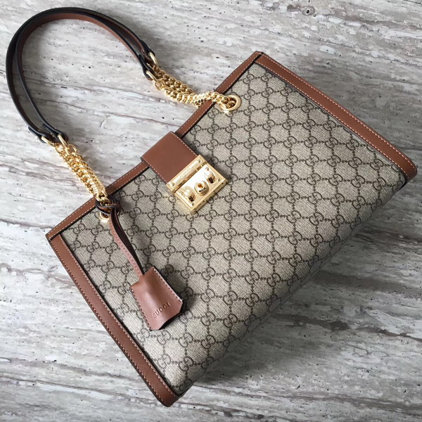 Gucci Padlock Medium GG Shoulder Bag GG Supreme Canvas Brown