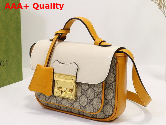 Gucci Padlock Mini Bag GG Supreme Canvas with White Leather 658487 Replica