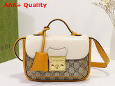 Gucci Padlock Mini Bag GG Supreme Canvas with White Leather 658487 Replica