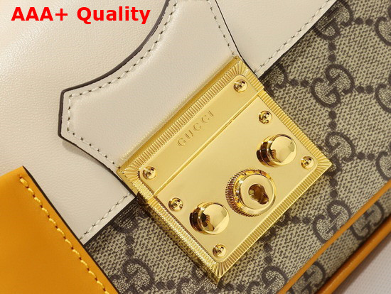 Gucci Padlock Mini Bag GG Supreme Canvas with White Leather 658487 Replica