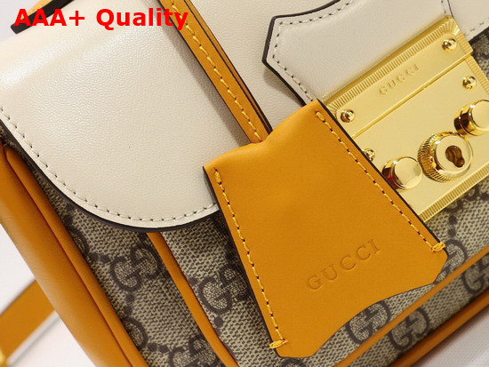 Gucci Padlock Mini Bag GG Supreme Canvas with White Leather 658487 Replica