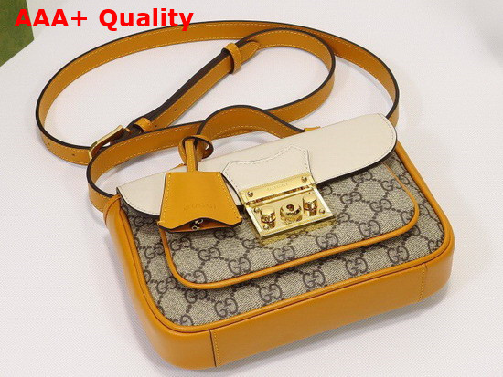 Gucci Padlock Mini Bag GG Supreme Canvas with White Leather 658487 Replica