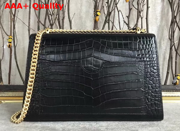 Gucci Padlock Shoulder Bag in Black Croc Embossed Leather Replica