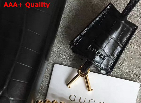 Gucci Padlock Shoulder Bag in Black Croc Embossed Leather Replica