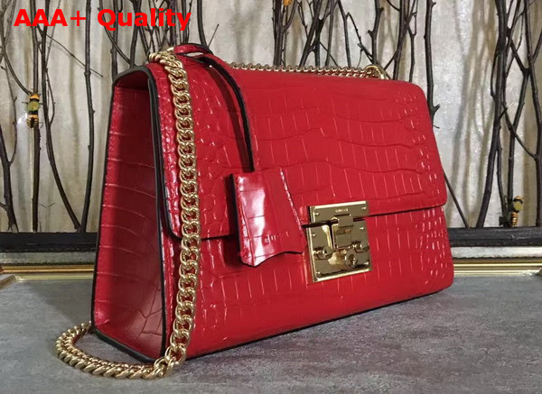 Gucci Padlock Shoulder Bag in Red Croc Embossed Leather Replica