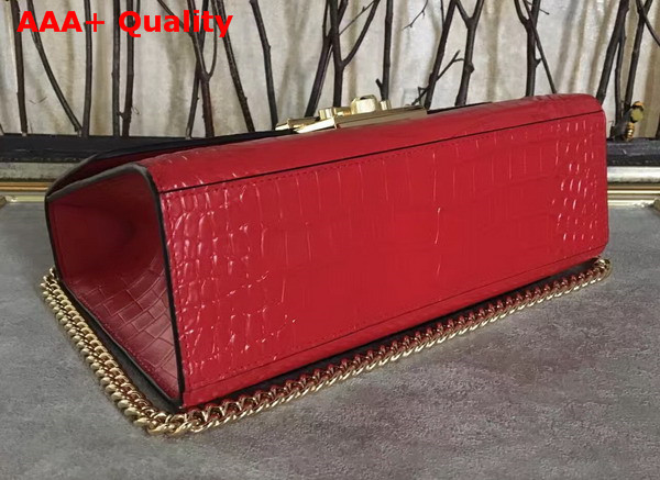 Gucci Padlock Shoulder Bag in Red Croc Embossed Leather Replica