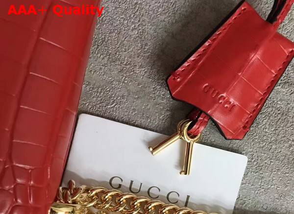 Gucci Padlock Shoulder Bag in Red Croc Embossed Leather Replica