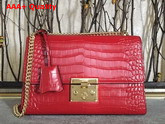 Gucci Padlock Shoulder Bag in Red Croc Embossed Leather Replica