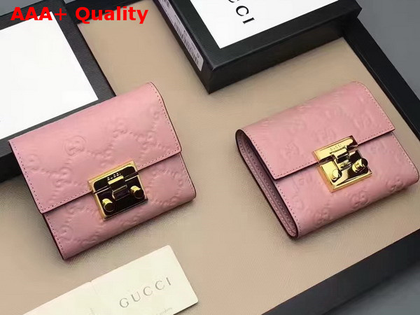 Gucci Padlock Signature Leather French Flap Wallet Pink Replica