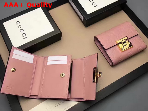 Gucci Padlock Signature Leather French Flap Wallet Pink Replica