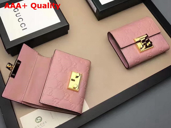 Gucci Padlock Signature Leather French Flap Wallet Pink Replica