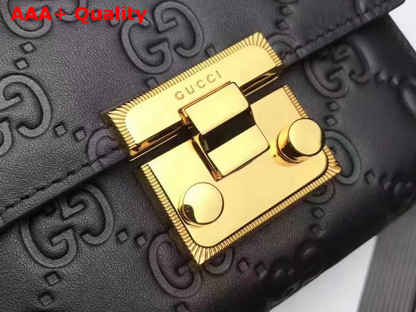 Gucci Padlock Signature Leather French Flap Wallet in Black Replica