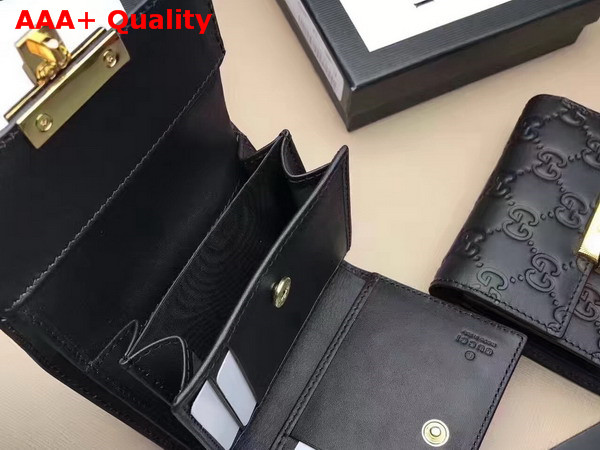 Gucci Padlock Signature Leather French Flap Wallet in Black Replica