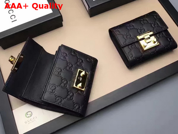 Gucci Padlock Signature Leather French Flap Wallet in Black Replica