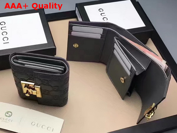 Gucci Padlock Signature Leather French Flap Wallet in Grey Replica