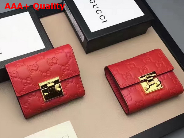 Gucci Padlock Signature Leather French Flap Wallet in Red Replica