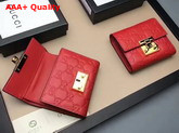 Gucci Padlock Signature Leather French Flap Wallet in Red Replica