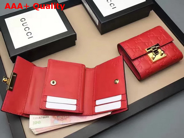 Gucci Padlock Signature Leather French Flap Wallet in Red Replica