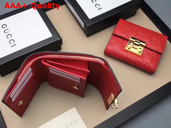 Gucci Padlock Signature Leather French Flap Wallet in Red Replica