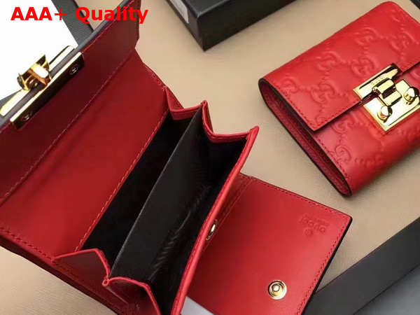 Gucci Padlock Signature Leather French Flap Wallet in Red Replica