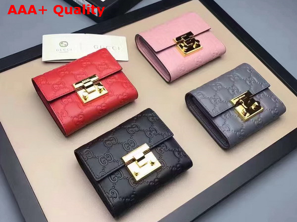 Gucci Padlock Signature Leather French Flap Wallet in Red Replica