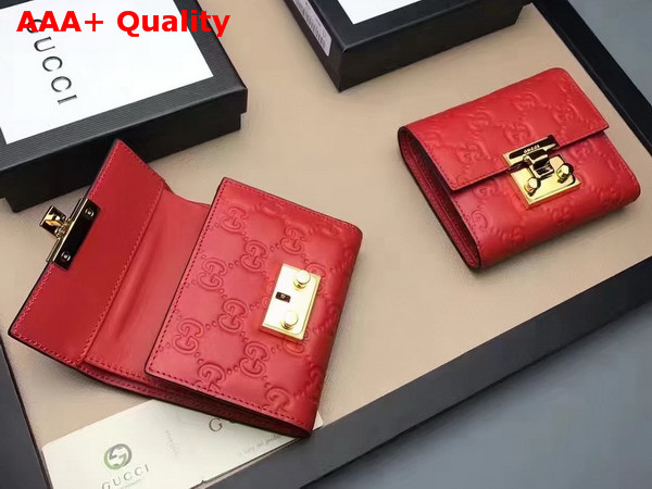 Gucci Padlock Signature Leather French Flap Wallet in Red Replica