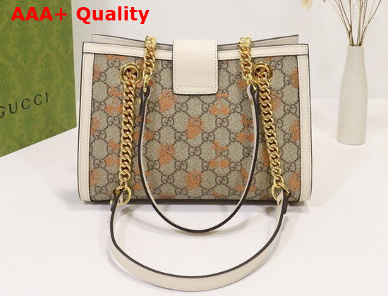 Gucci Padlock Small Berry Tote Bag in White Leather and GG Supreme Canvas 498156 Replica