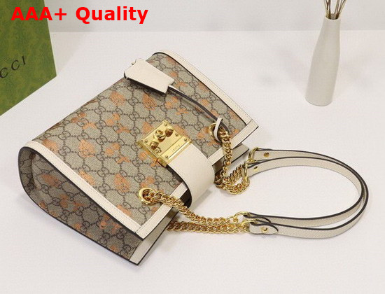 Gucci Padlock Small Berry Tote Bag in White Leather and GG Supreme Canvas 498156 Replica