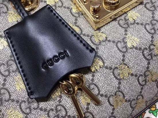 Gucci Padlock Small GG Bees Shoulder Bag 498156